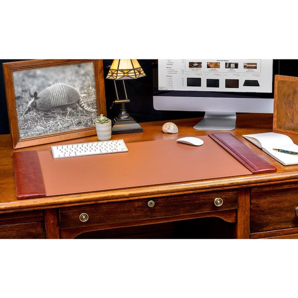 Mocha Leather 34 X 20 Side-Rail Desk Pad